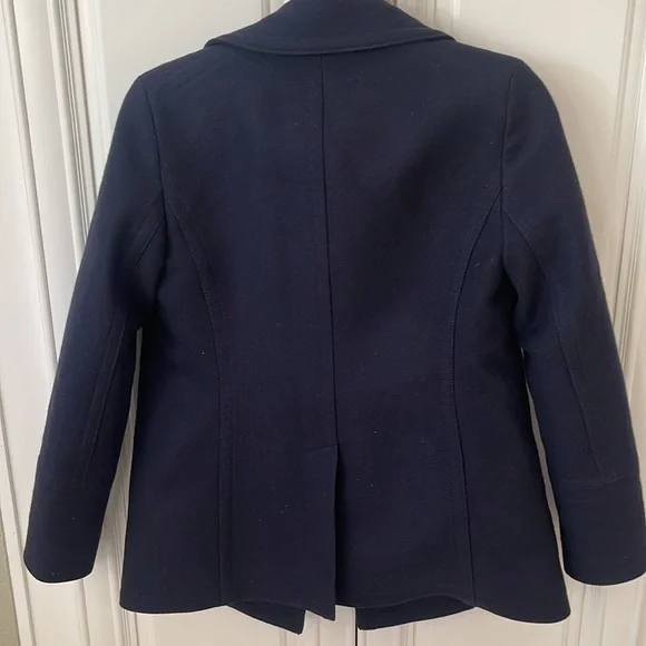 J. Crew Nello Gori Wool Cashmere Navy Bluee double breasted pea coat sz 0 - Picture 12 of 12